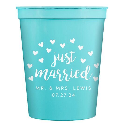 Confetti Hearts Just Married Stadium Cups